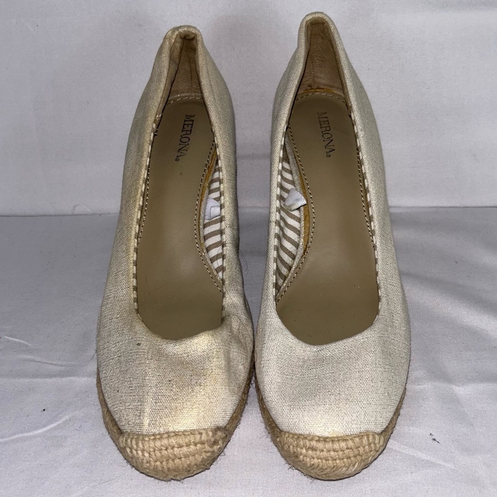 Merona Wedge Heel Penelope Neutral Comfortable Platforms Espadrille Tweed Wedges